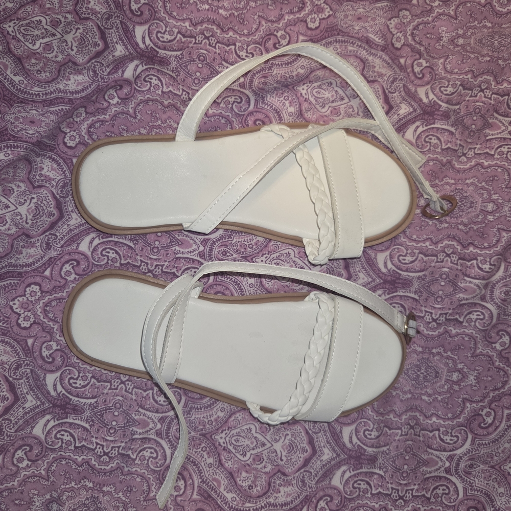 White Braided Strap Sandals